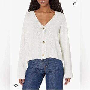 Velvet by Graham & Spencer Gabriel Size Medium Linen Blend Cardigan Sweater FLAW